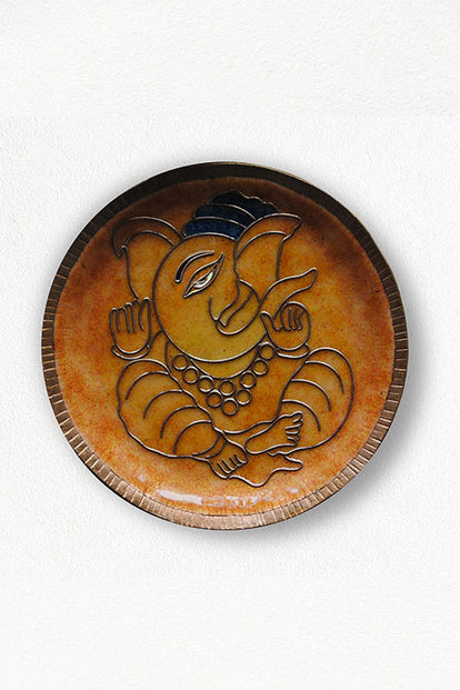 Copper Enamelling,Alibaug, Maharashtra Ekadanta - Ganesha Yellow Wallplate