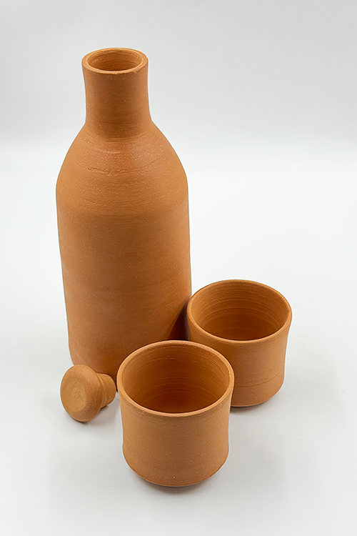 Antarang - Handcrafted Terracotta Water Bottle Set with 2 Glasses – Eco-Friendly & Sustainable