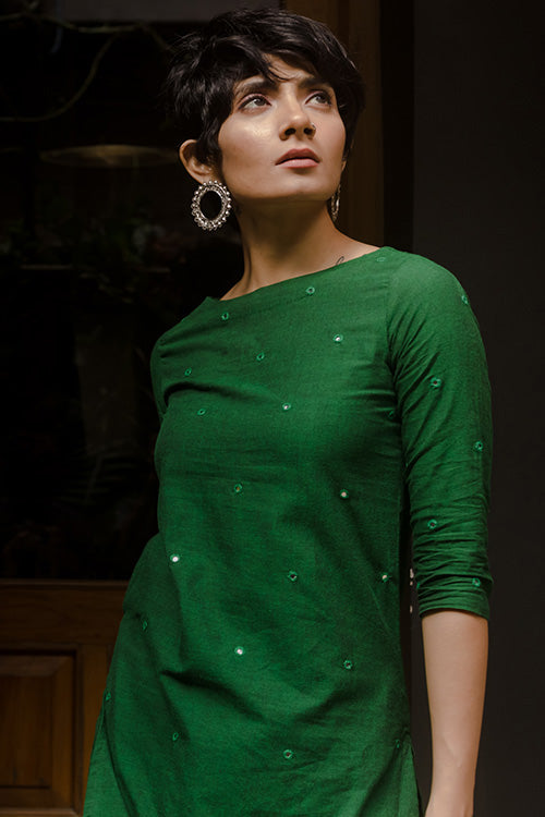 Okhai "Green Meadow" Embroidery Work Kurta | Rescue