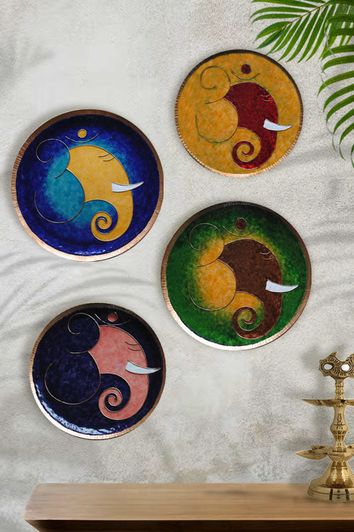 EkiBeki Copper Enamelling,Alibaug, Maharashtra Omkara - Ganesha Green Wallplate
