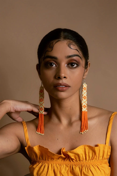 Melo Studio Gulmohar Hand Beaded Earrings