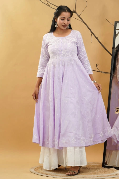 Shwet Women Purple Hand Embroidered Chikankari Shrug