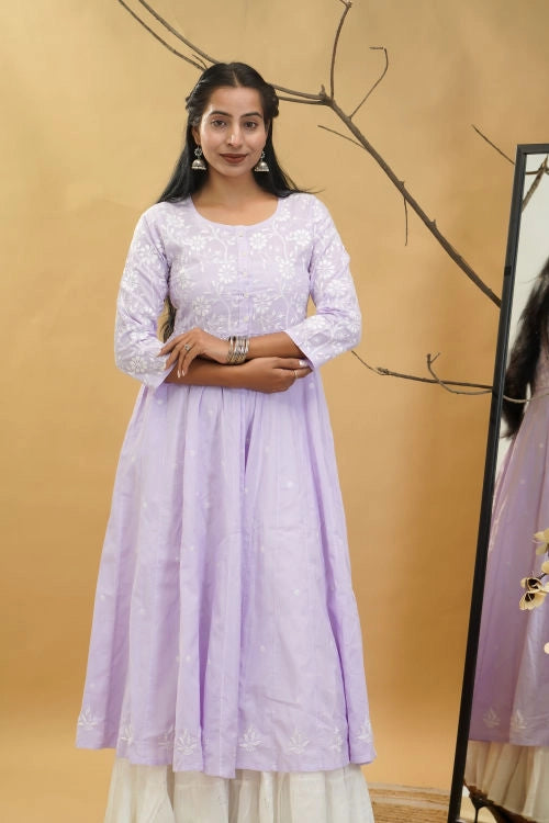 Shwet Women Purple Hand Embroidered Chikankari Shrug