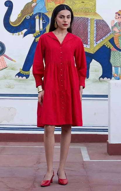Okhai "Garnet" Hand Embroidered Pure Cotton Dress