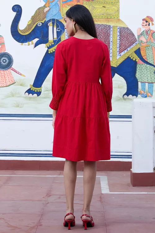 Okhai "Garnet" Hand Embroidered Pure Cotton Dress