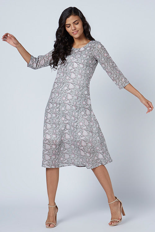 Okhai 'Neria' Cotton Hand Block Print Dress