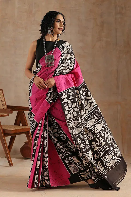 GC 'Art' Handwoven Hand Batik Pure Silk With Silkmark Saree
