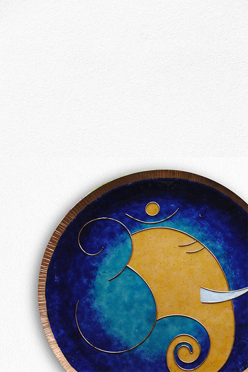 Copper Enamelling, Alibaug, Maharashtra, Omkara - Ganesha  Blue Wallplate