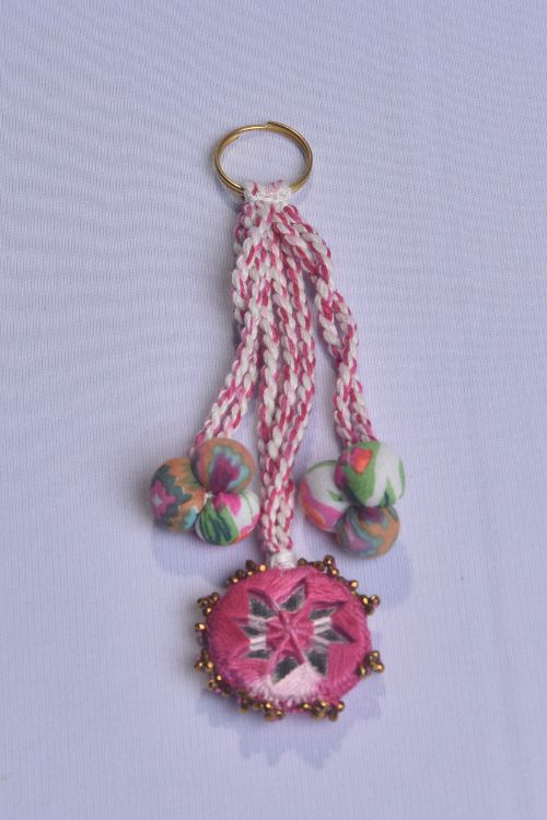 Antarang, Pink Key Chain, 100% Cotton. Hand Made By Divyang Rural Women