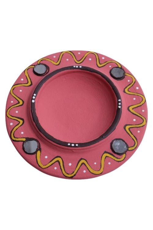 Antarang- Terracotta- Handcrafted- Pink Long Diya