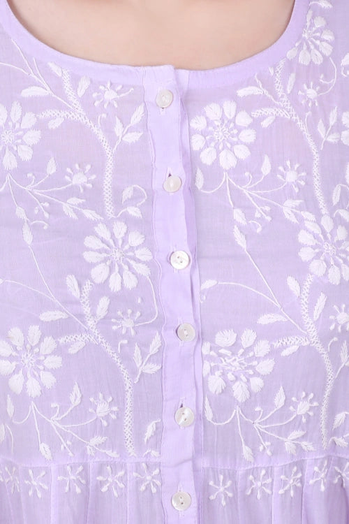 Shwet Women Purple Hand Embroidered Chikankari Shrug