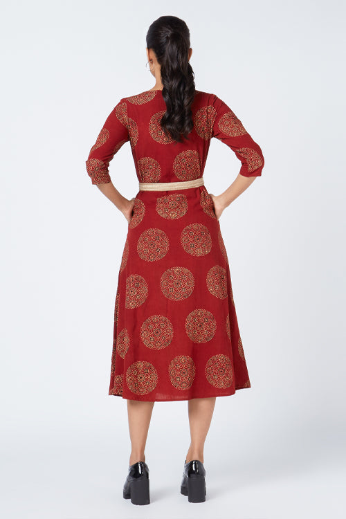 Okhai 'Creative' Blockprint Embroidered Cotton Dress | Relove