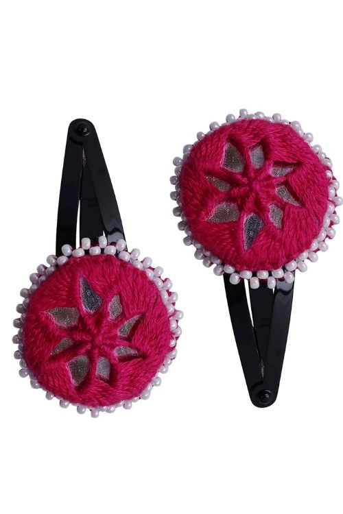 Antarang Handcrafted Black Tic Tac Pins By Divyang & Rural Women- Red