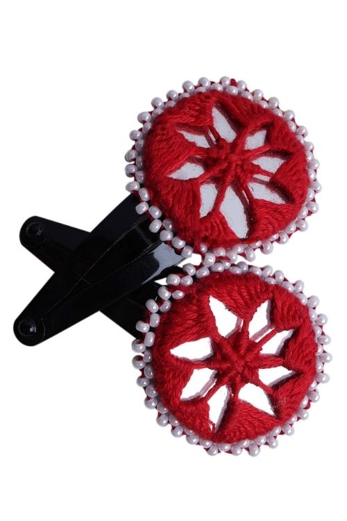 Antarang Handcrafted Black Tic Tac Pins By Divyang & Rural Women- Red