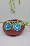 Antarang, Tarkoish Blue Stud Mirror Earings, 100% Cotton, Handmade By Divyang Rural Womentarkoish Blue Stud Earings