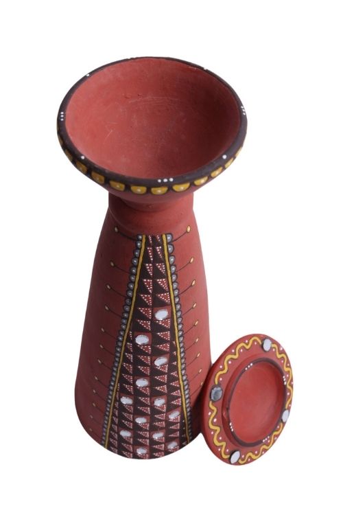 Antarang- Terracotta- Handcrafted- Terracotta Long Diya