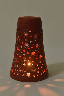 Antarang- Terracotta- Handcrafted-  Terracotta Vase  Lampshade