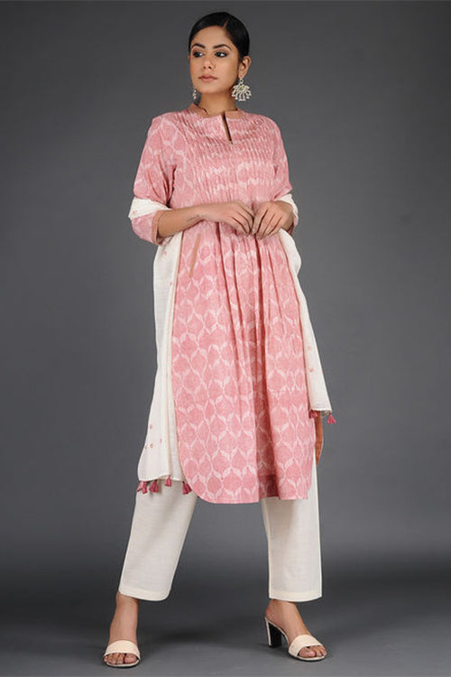 Dharan Charchara Pintuck Coral Block Printed Kurta For Women Online