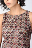Dharan 'Tile Design Dress' Brown Block Printed Dress