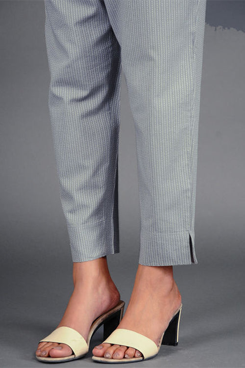 Dharan Grey Narrow Woven Cotton Palazzo Pants For Women Online