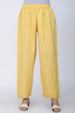 Dharan Printed Straight Yellow Pants For Women Online