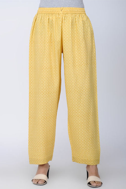 Dharan Printed Straight Yellow Pants For Women Online
