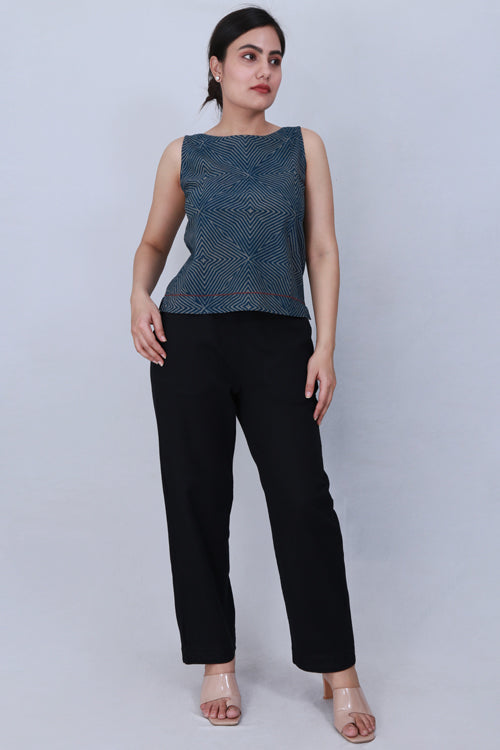 Dharan 'Black Sequins Pant' Handloom Textured Pants