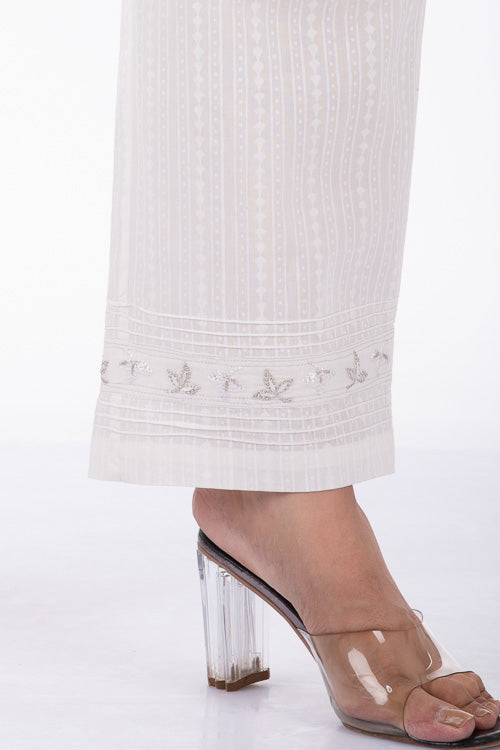 Dharan "Sikki Pants" White Embroidered Straight Pants