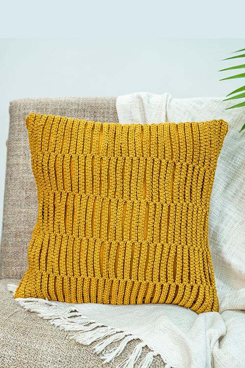 108Knots Checkered Hand-Knotted Cushion Cover (Single Pc)