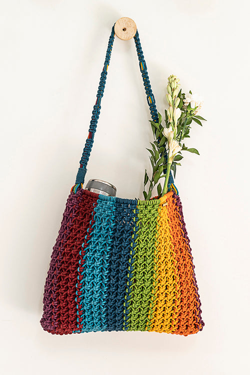 108Knots Maya  Striped Hand-Knotted Tote