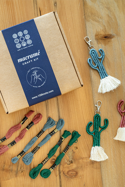 Beginner Cactus Keychain Macrame Craft Kit