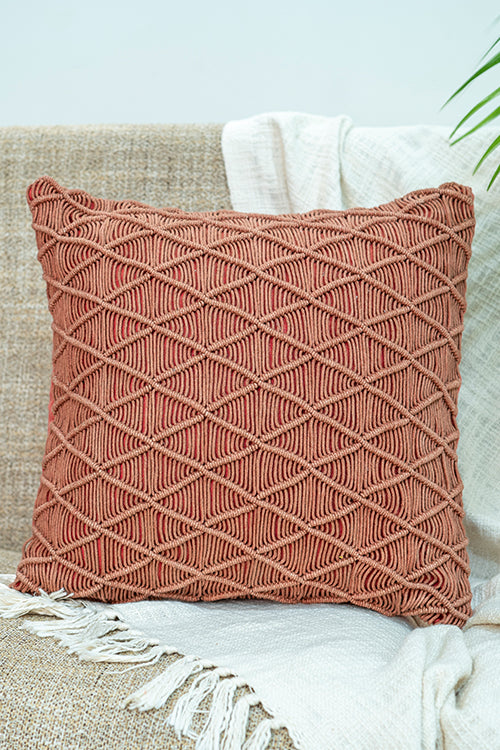 108Knots Checkered Hand-Knotted Cushion Cover (Single Pc)