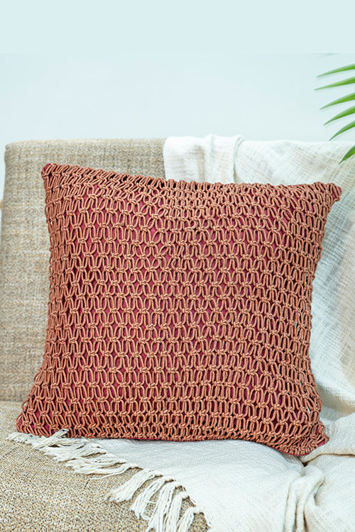108Knots Criss Cross Hand-Knotted Cushion Cover (Single Pc)