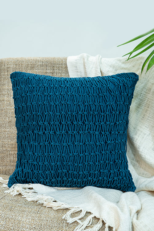 108Knots Criss Cross Dense Hand-Knotted Cushion Cover (Single Pc)