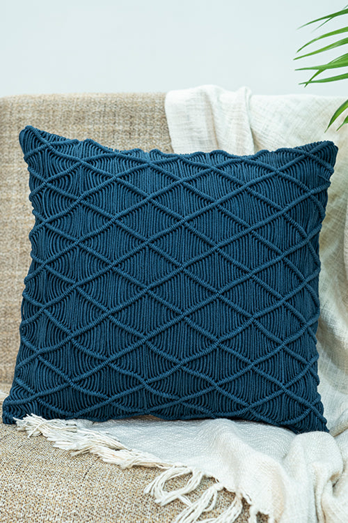 108Knots Checkered Hand-Knotted Cushion Cover (Single Pc)