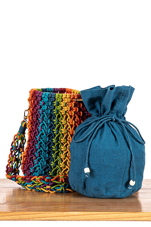108Knots Cosmos Blended Hand-Knotted Bucket Bag