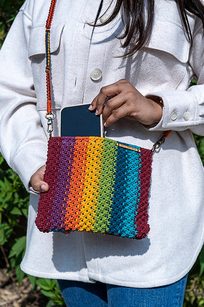 108Knots Gardenia Striped Hand-Knotted Sling Bag