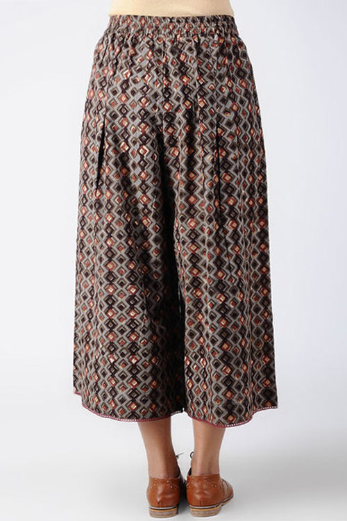 Dharan 'Tile Culotte' Brown Block Printed Culotte