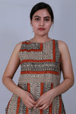 Dharan 'Bagru Border Dress' Beige Printed Sleeveless Dress