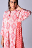Dharan Maahi Red Block Printed Embroidery Dress For Women Online