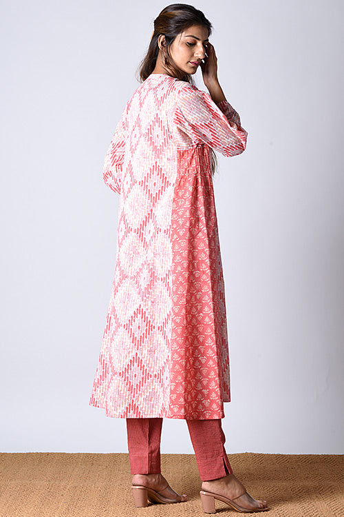 Dharan "Maahi Kurta" Red Block Printed Dress