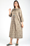 Dharan 'Dabu Kashish Dress' Grey Block Printed Dress