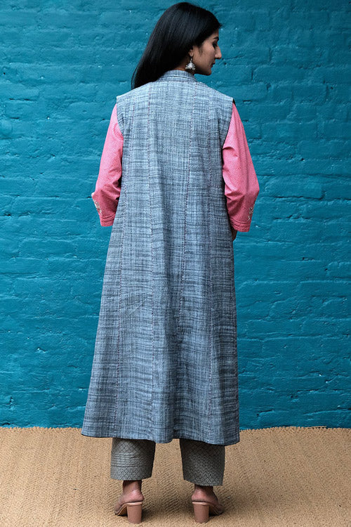 Dharan "Grey Sleeveless Long Shrug" Grey Long Handlom Shrug