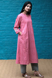 Dharan 'Embroidered Kalidar Kurta' Pink Block printed Kurta
