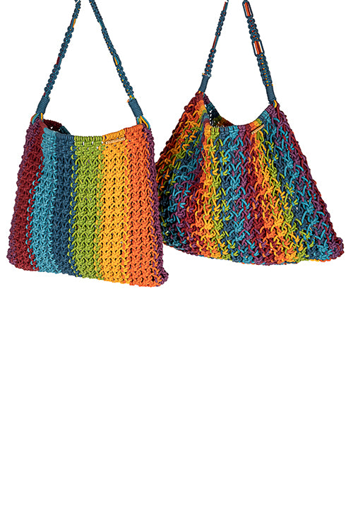 108Knots Maya  Striped Hand-Knotted Tote
