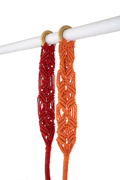 One 'O' Eight Knots Dash and Diamond Double Length Hand-Knotted Curtain Tie-Back (Set of 2)