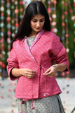 Dharan "Pink Overlap Quilted Jacket" Pink Block Printed Reversible jacket