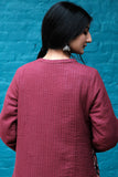 Dharan "Charcoal Quilted Long Jacket" Charcoal Block Prinetd Reversible Jacket
