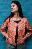 Dharan Quilted Orange Round Neck Jacket For Women Online