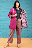 Dharan Magneta Charcoal Side Yoke Quilted Reversible Jacket For Women Online